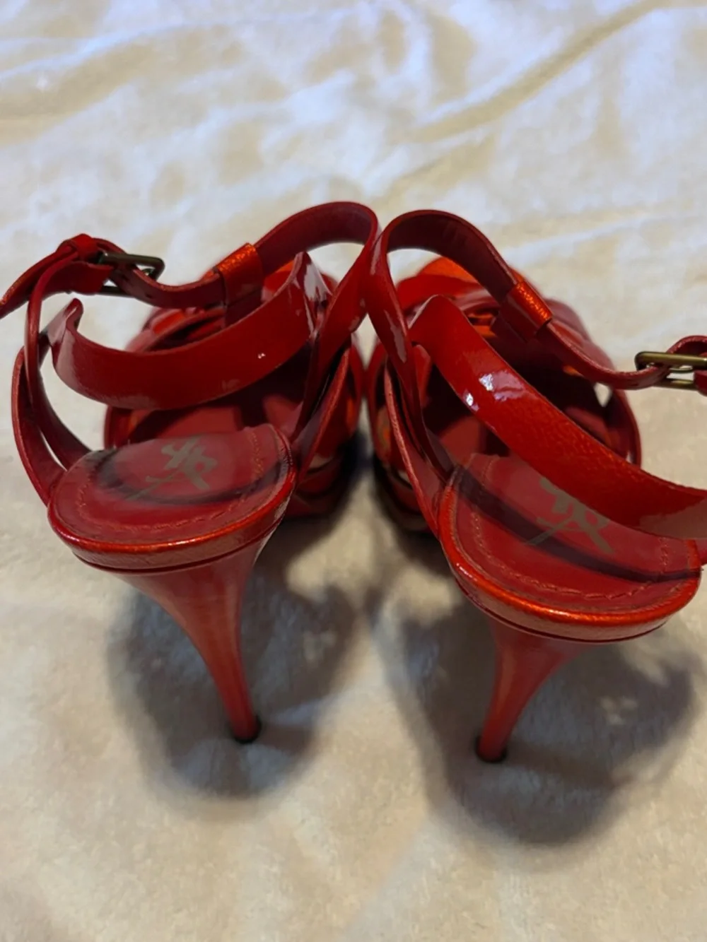Yves Saint Laurent Red Patent Leather Platform Sandals